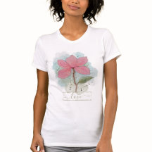 Camiseta de Amor com Flor de Água Rosa