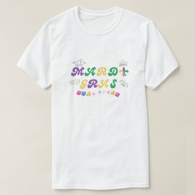 Camiseta de amor da Celebração de Mardi Gras  (Frente do Design)