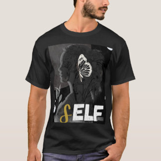 Camiseta de amor próprio de sombra negra e branca