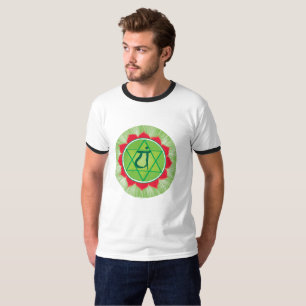 Camiseta de Anahata Chakra Ringer, Branco/Preto