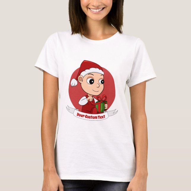 Camiseta de animação do bebê de Natal bonito (Frente)