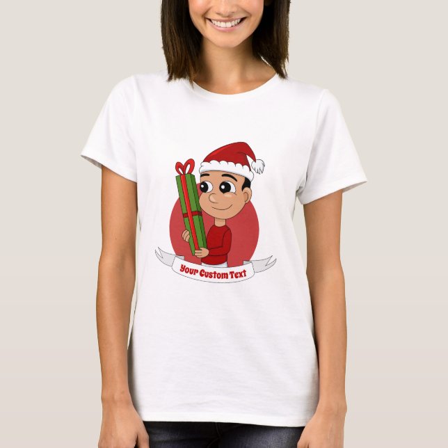 Camiseta de animação do menino de Natal (Frente)