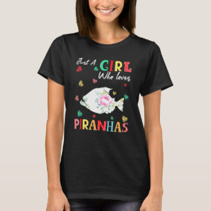 Camiseta de Animal de Peixe Piranha Só Uma Garota 