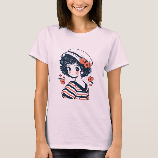 Camiseta de anime bonitinha da Vintage (Frente)