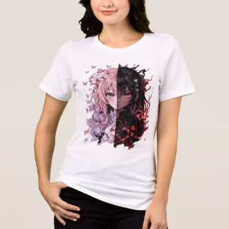 Camiseta de Anime de Humor Duplo – Fofa e Escura