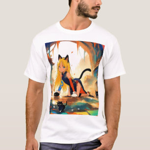 Camiseta de anime Neko Girl & Kittens