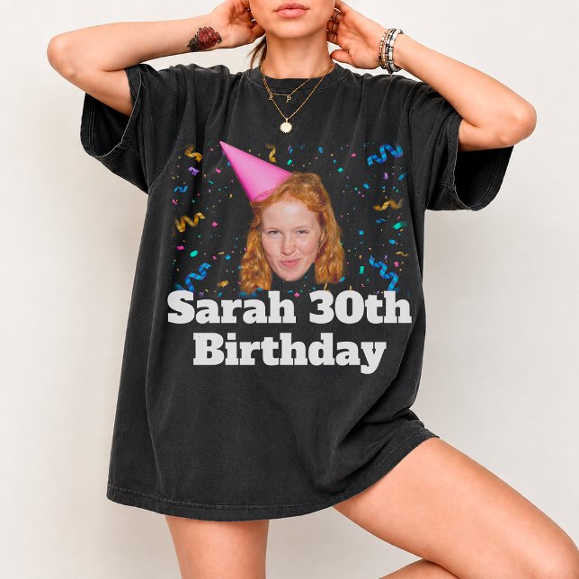 Camiseta de Aniversário com Foto Personalizada, Co (Criador carregado)