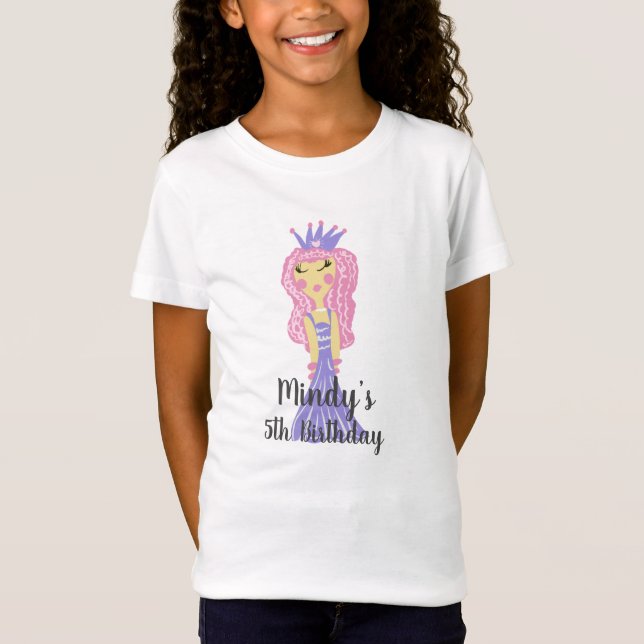 Camiseta de aniversário da festa da princesa fofa (Frente)
