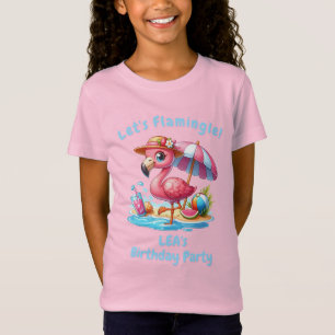 Camiseta de Aniversário da Menina Flamingo Vamos