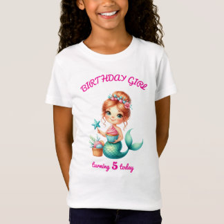 Camiseta de aniversário da menina Mermaid editável