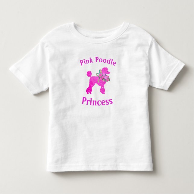 Camiseta de Aniversário da Princesa Poodle Rosa (Frente)