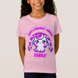 Camiseta de Aniversário das Garotas Unicórnio Ed