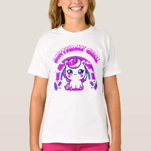 Camiseta de Aniversário das Meninas do Arco-íris d