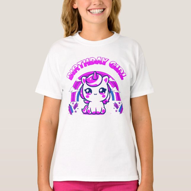Camiseta de Aniversário das Meninas do Arco-íris d (Frente)