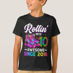 Camiseta de Aniversário de 10 Anos Menina Patins d