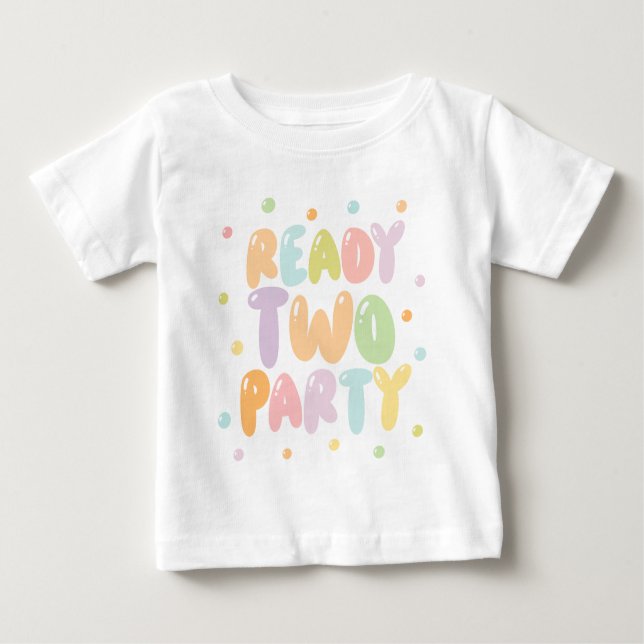 Camiseta de aniversário de 2 anos Ready Two Party  (Frente)