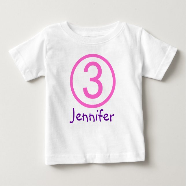 Camiseta de aniversário de 3 anos personalizável d (Frente)