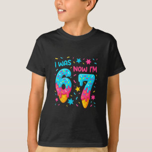 Camiseta de Aniversário de 7 Anos Era 6 Agora Sou 