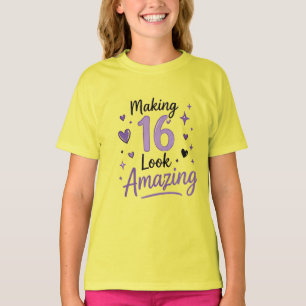 Camiseta de Aniversário de Adolescente Fazendo 16