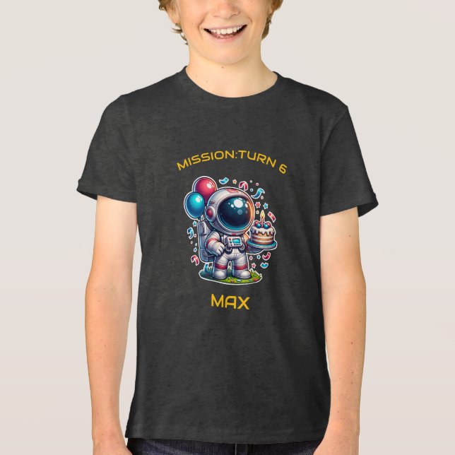 Camiseta de Aniversário de Astronauta Explorador E (Frente)
