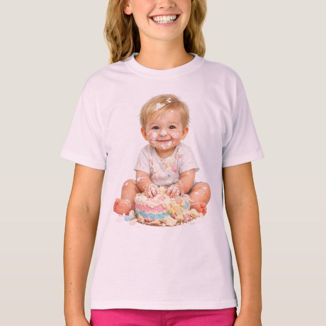 Camiseta de Aniversário de Bebê com Destruição de  (Frente)
