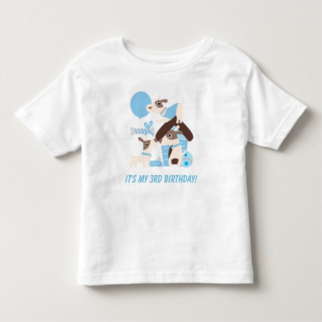 Camiseta de aniversário de cachorros azuis persona (Frente)