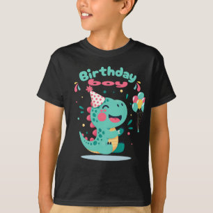 Camiseta de Aniversário de Dinossauro para Meninos