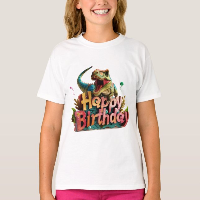 Camiseta de Aniversário de Dinossauro – Tema Diver (Frente)