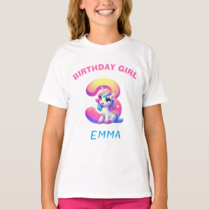 Camiseta de Aniversário de Menina Unicórnio – Nome