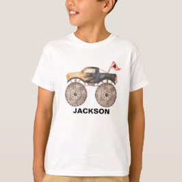 Camiseta de aniversário de menino de caminhão mons
