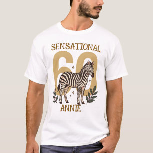 Camiseta De Aniversário De Zebra Fofa 60 E Fabulos