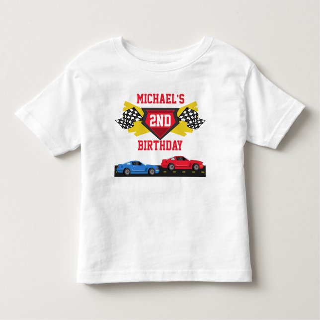 Camiseta de aniversário do carro Race Car Toddler  (Frente)