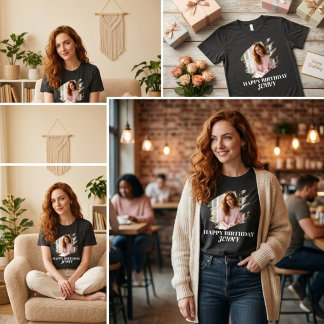 Camiseta de Aniversário Feminina com Foto Personal
