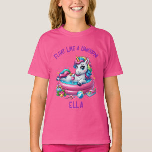 Camiseta de Aniversário Float Like a Unicorn Pool
