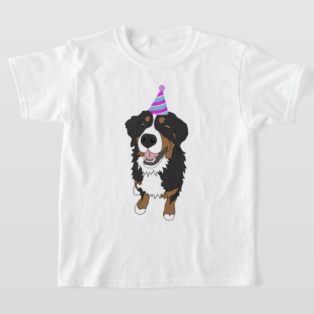 Camiseta de Aniversário/Garota Bernese Cão de Mont (Postura )