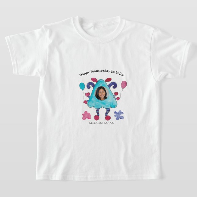 Camiseta de aniversário infantil Monstro Triângulo (Postura )