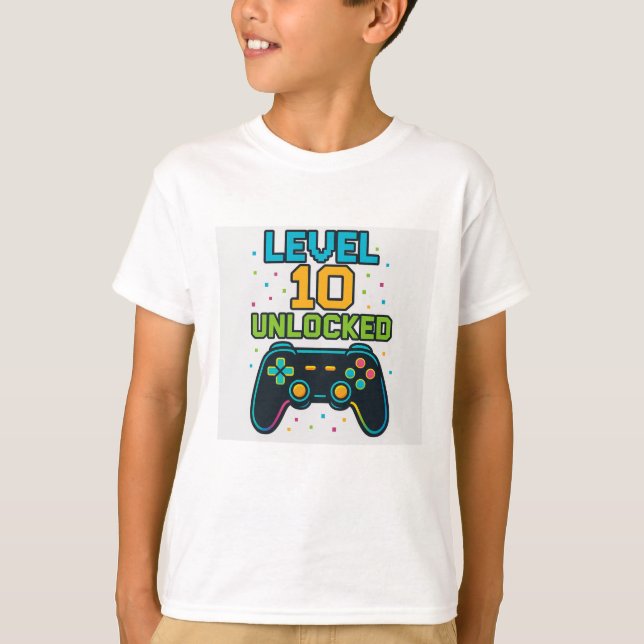 Camiseta de aniversário para um menino de 10 anos (Frente)