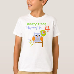 Camiseta de aniversário personalizada Blue Boy Owl