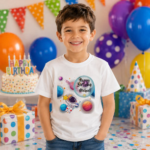 Camiseta de aniversário personalizada de astronaut