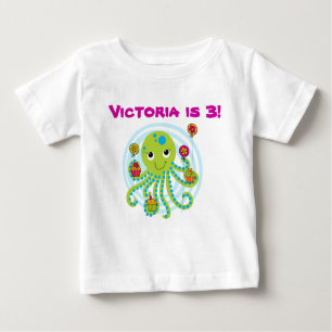 Camiseta de aniversário personalizável Octopus