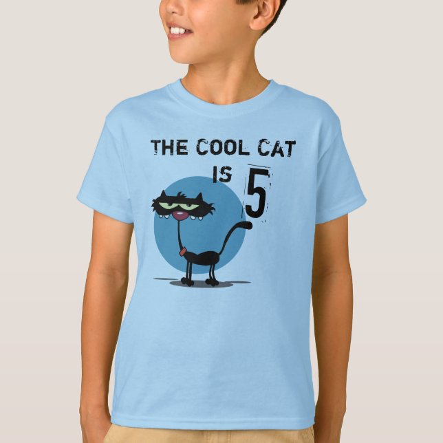 Camiseta de aniversário personalizável para gatos  (Frente)