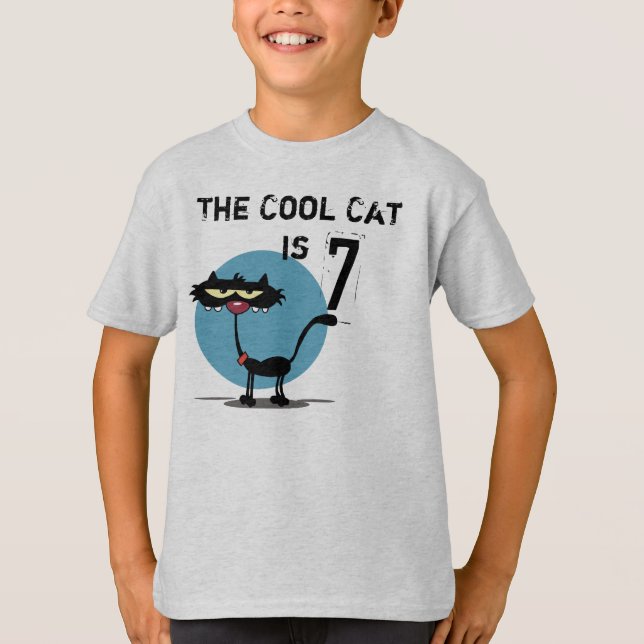 Camiseta de aniversário personalizável para gatos  (Frente)