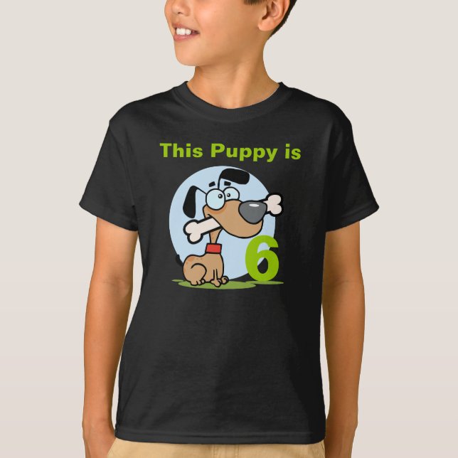Camiseta de aniversário personalizável Puppy Dog (Frente)