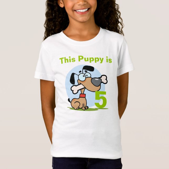 Camiseta de aniversário personalizável Puppy Dog (Frente)
