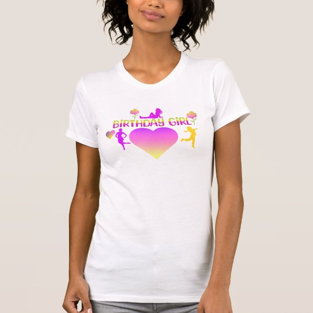 Camiseta de aniversário rosa e amarela (Frente)