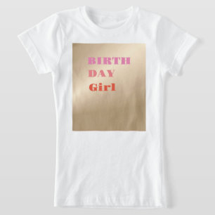 Camiseta de aniversário rosa-rosa-pearlescente