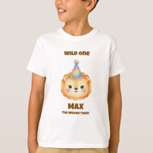 Camiseta de Aniversário Safari para Menino Gêmeo L