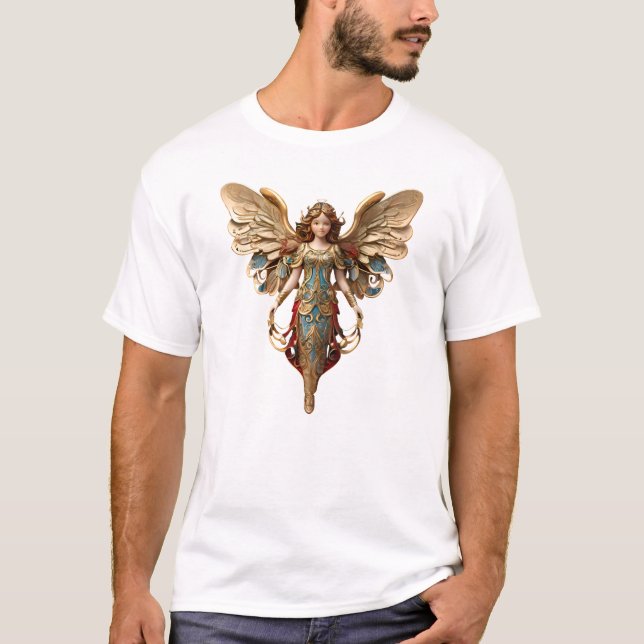 Camiseta de Anjo de Natal em Estilo Vintage (Frente)