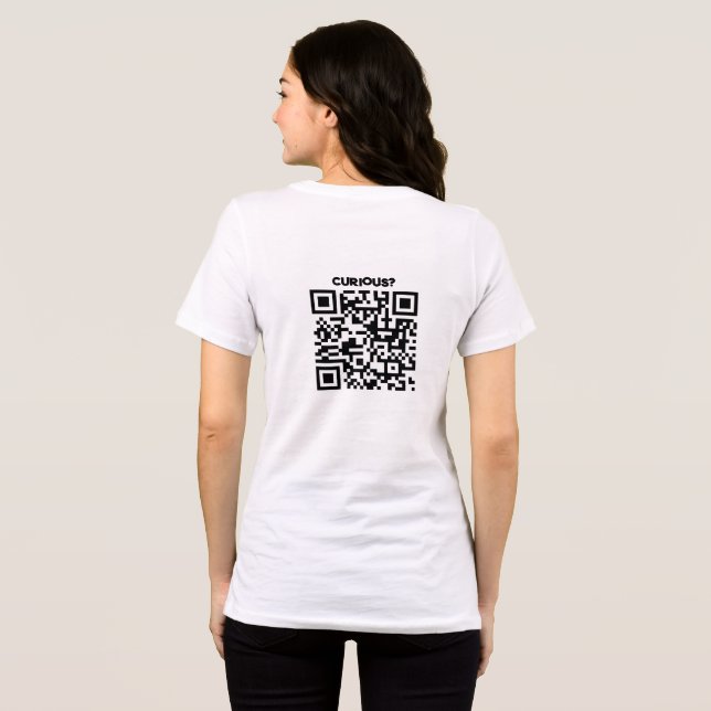 Camiseta de Anúncio com Código QR | Curioso? (Verso completo)