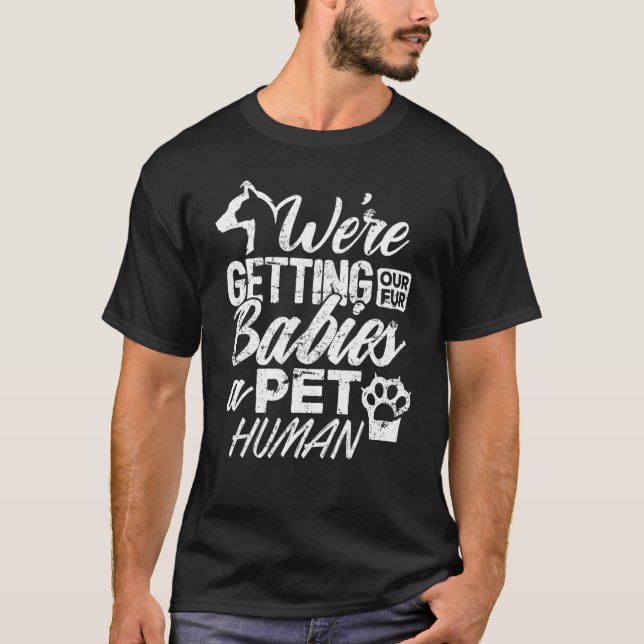 Camiseta de Anúncio de Gravidez de Cachorro e Gato (Frente)